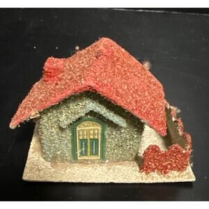Putz House Japan Christmas Cardboard Glitter House Vintage Decor Building Japan
